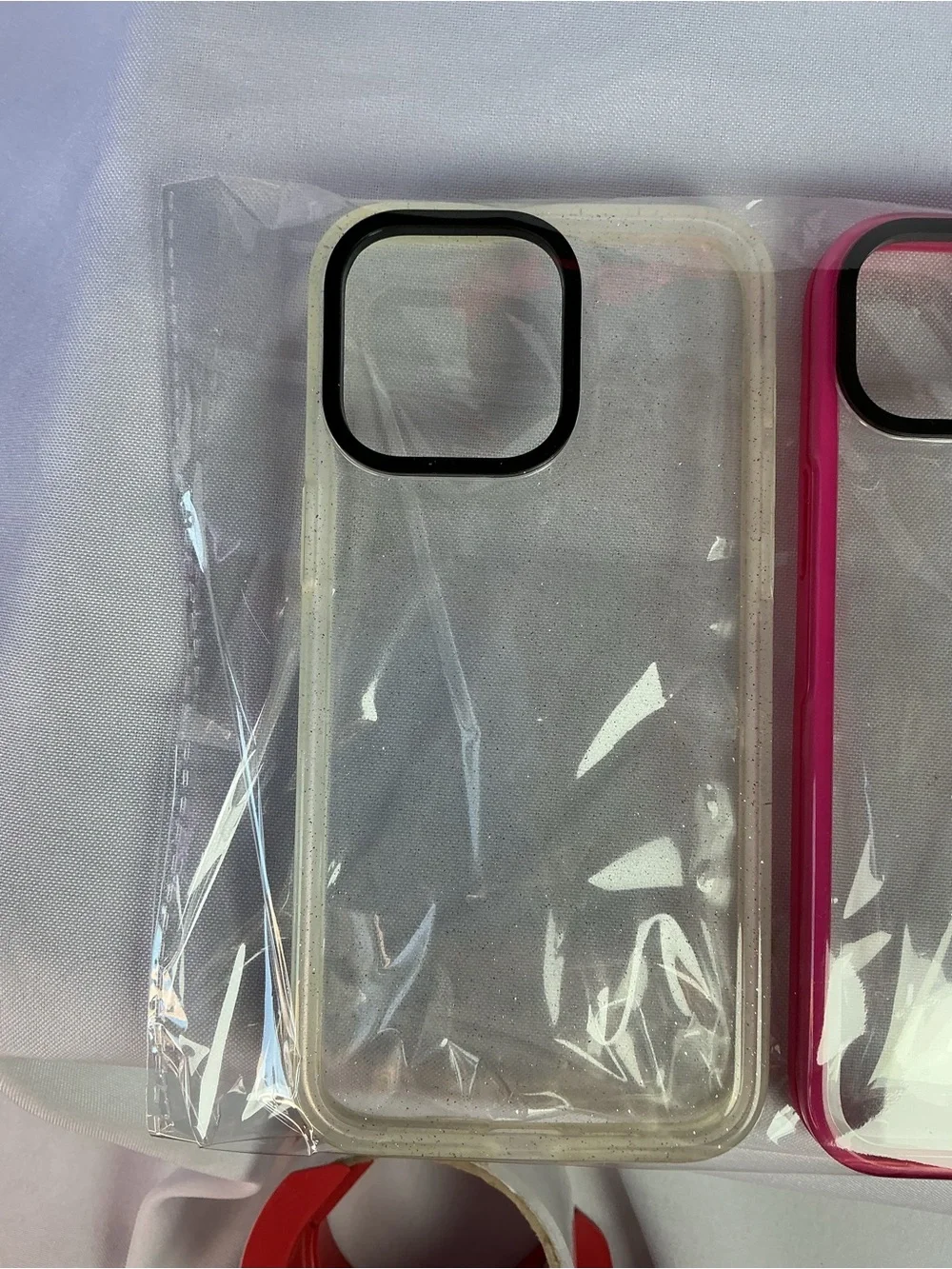 Apple Clear iPhone Case with Bright Pink Bumper